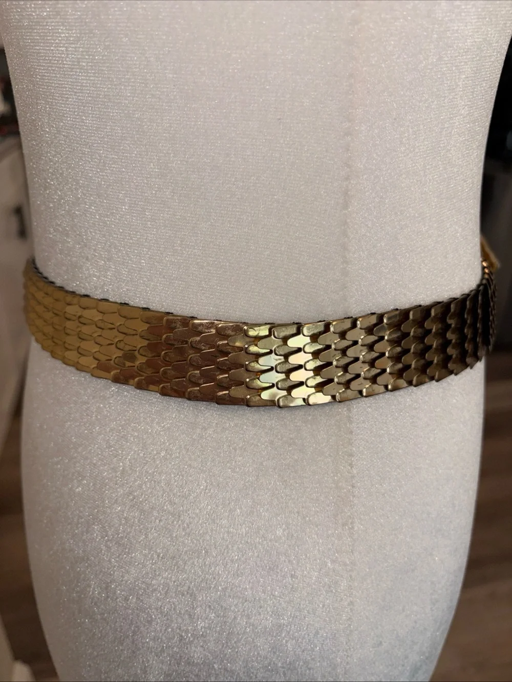 Metallic Gold Leaf Buckle Stretch Belt - Women Accessories Hook and Slit Clasp